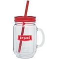 18 Oz. Mason Mug W/Red Lid & Straw